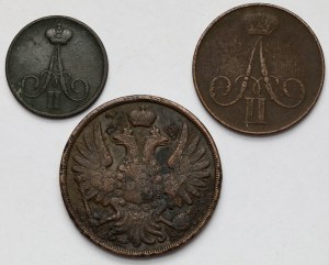 Dienieżka, 1 and 2 kopecks 1855-1859 BM, Warsaw - set (3pcs)