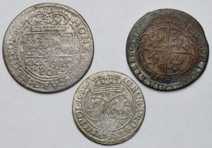 Jan II Kazimierz i August III Sas, Szóstak, Ort i Tymf - zestaw (3szt)