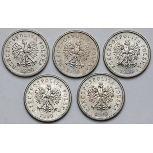 1 złoty 1990 - zestaw (5szt)