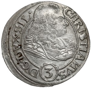 Silésie, Chrystian Wołowski, 3 krajcary 1669 CB, Brzeg