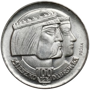 Próba SREBRO 100 złotych 1966 Mieszko i Dąbrówka - głowy