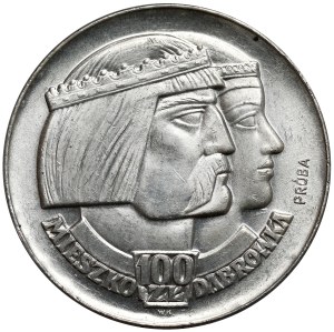 Sample SILVER 100 gold 1966 Mieszko and Dabrowka - heads.