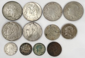 Pièces en argent de la Seconde République et faux de l'ère SAP trojak (12pc)