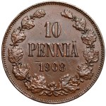Finlandia / Rosja, Mikołaj II, 10 penniä 1908