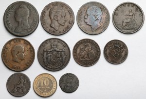 MIX mondial pièces de monnaie en cuivre 19ème siècle - set (11pcs)