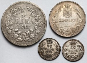 Bulgarie, Roumanie, Serbie, pièces en argent - set (4pc)