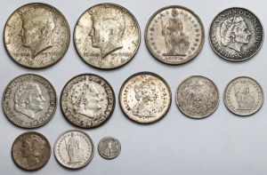 World SILVER coins and token - set (12pcs)