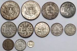 World SILVER coins and token - set (12pcs)