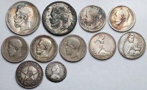 Russie / URSS, pièces en ARGENT 1789-1924 - set (11pcs)