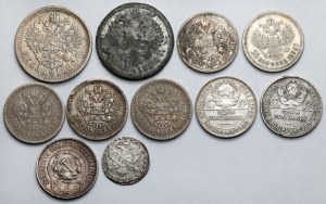 Russie / URSS, pièces en ARGENT 1789-1924 - set (11pcs)