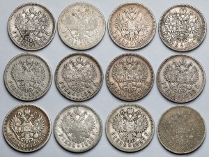 Russie, Nicolas II, Rouble 1896-1899 - set (12pcs)