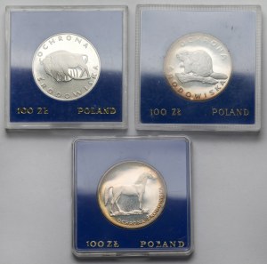 100 zloty 1977-1981 animaux - set (3pcs)