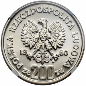 Próba SREBRO 200 złotych 1980 Lake Placid - narciarz - ze zniczem
