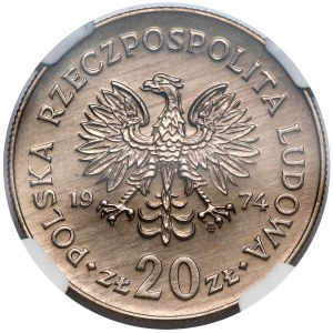 Próba MIEDZIONIKIEL 20 złotych 1974 Nowotko