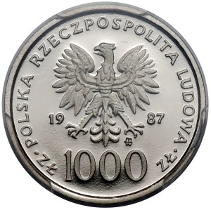 Próba NIKIEL 1.000 złotych 1987 - Jan Paweł II - z krzyżem