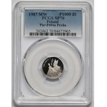 Próba NIKIEL 1.000 złotych 1987 - Jan Paweł II - z krzyżem