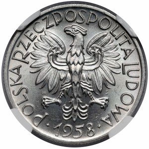 5 złotych 1958 Rybak - wąska ósemka