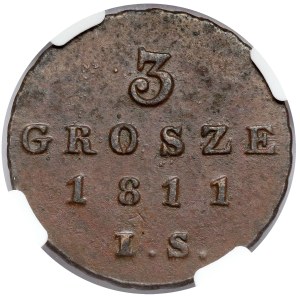 Duché de Varsovie, 3 pennies 1811 IS