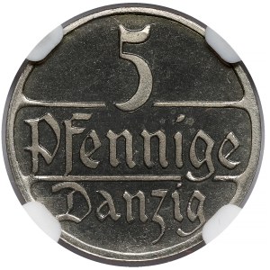 Gdańsk, 5 fenigów 1923 - stempel LUSTRZANY