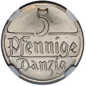 Gdańsk, 5 fenigów 1923 - stempel LUSTRZANY