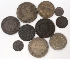 France, pièces de monnaie en cuivre 18ème et 19ème siècle (10pc)