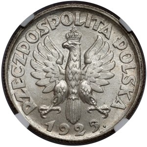 Kobieta i kłosy 2 złote 1925 z kropką, Londyn