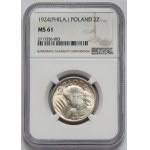 Kobieta i kłosy 2 złote 1924 Filadelfia - ODWROTKA