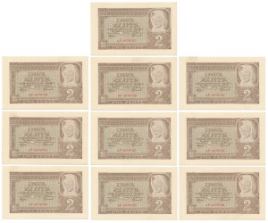 2 zł 1941 - AF - numéros consécutifs (10 pcs)