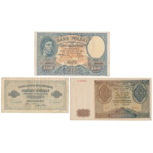 500.000 mkp 1923, 100 zł 1919 i 1941 - zestaw (3szt)