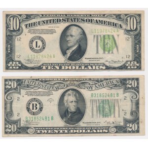 USA, 10 i 20 Dollars 1934 - zestaw (2szt)