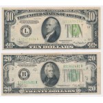 USA, 10 i 20 Dollars 1934 - zestaw (2szt)