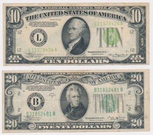 USA, 10 et 20 Dollars 1934 - set (2pcs)