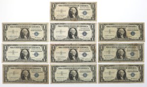 USA, 1 Dollar 1935-1957 Silver Certificate - set (10pcs)