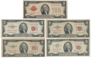 USA, 2 Dollars 1928-1963 - set (5pcs)