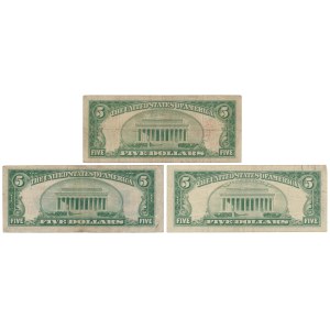 USA, 5 Dollars 1928-1963 - zestaw (3szt)