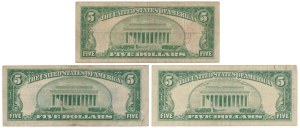 USA, 5 Dollars 1928-1963 - set (3pc)