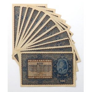 100 mkp 1919 Sierpień - zestaw (12szt)