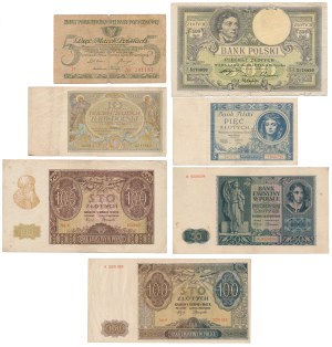 5 mkp 1919 mai et 5 - 500 zloty 1919-1941 - set (7pcs)