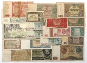 Ensemble de billets de banque polonais 1919-1979 (20 pièces)