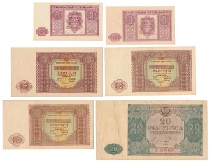 1, 10 et 20 or 1946 - set (6pcs)
