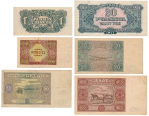 Set 1 - 100 zloty 1944-1947 (6pcs)