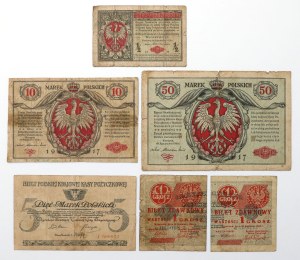Set 1/2 - 50 mkp 1916-1919 and 1 gr 1924 (6pcs)