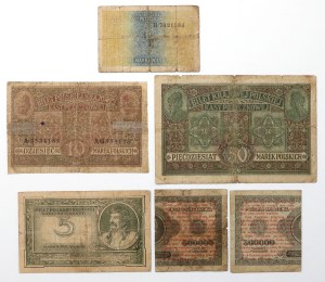Set 1/2 - 50 mkp 1916-1919 and 1 gr 1924 (6pcs)