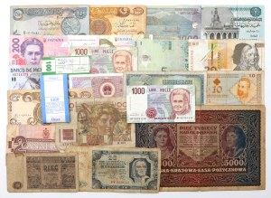 Monde, set de billets, incluant la Pologne et les bandages (22pc)
