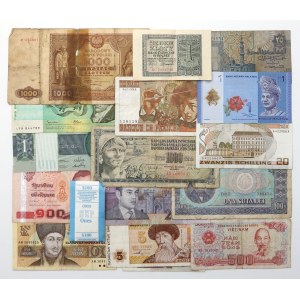 Świat, zestaw banknotów i banderola (17szt)