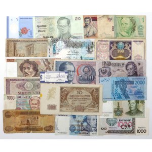 Zestaw banknotów Świat + banderola (19szt)