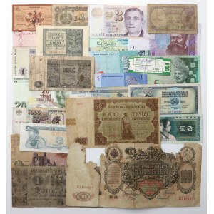 Świat, zestaw banknotów, w tym KOPIA banknotu Konfederacji (24szt)
