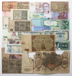 Monde, série de billets, dont une COPIE du billet de la Confédération (24pc)