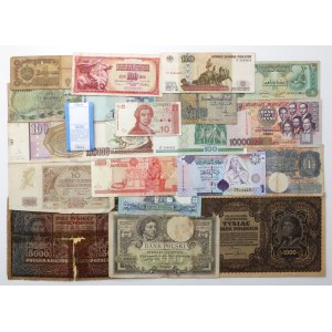 Świat, zestaw banknotów, w tym Polska (21szt)