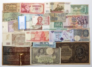 Monde, set de billets, y compris Pologne (21 pièces)